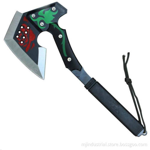Professional survival and camping chopper with leather sheath